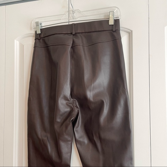 Zara Brown High Rise Faux Leather Pant - Picture 7 of 7